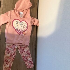 Peppa Pig Pink Hoodie and Floral Leggings Set